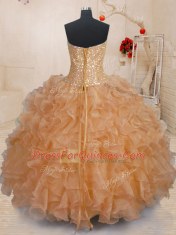 Floor Length Ball Gowns Sleeveless Orange Quinceanera Dress Lace Up