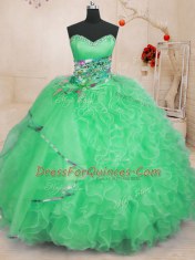 Ball Gowns Quince Ball Gowns Apple Green Sweetheart Organza Sleeveless Floor Length Lace Up