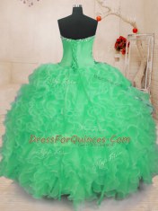 Ball Gowns Quince Ball Gowns Apple Green Sweetheart Organza Sleeveless Floor Length Lace Up