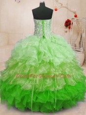 Stylish Multi-color Lace Up Sweetheart Beading and Ruffles Ball Gown Prom Dress Organza Sleeveless
