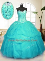 Customized Sleeveless Lace Up Floor Length Sequins and Pick Ups Quinceanera Gown