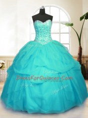 Customized Sleeveless Lace Up Floor Length Sequins and Pick Ups Quinceanera Gown
