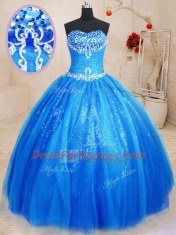 Floor Length Ball Gowns Sleeveless Royal Blue Quinceanera Dresses Lace Up
