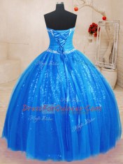 Floor Length Ball Gowns Sleeveless Royal Blue Quinceanera Dresses Lace Up