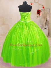 Smart Sweetheart Neckline Beading Quince Ball Gowns Sleeveless Lace Up