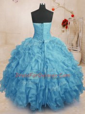 Sleeveless Lace Up Floor Length Beading and Ruffles and Ruching Sweet 16 Dress