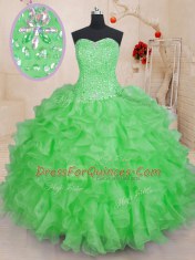 Ball Gowns Quinceanera Dress Sweetheart Organza Sleeveless Floor Length Lace Up