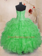 Ball Gowns Quinceanera Dress Sweetheart Organza Sleeveless Floor Length Lace Up