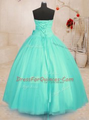 Flare Aqua Blue Sleeveless Beading and Bowknot Floor Length Quinceanera Dresses