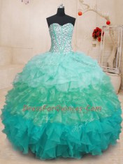 Exquisite Multi-color Sleeveless Beading and Ruffles Floor Length Sweet 16 Dresses