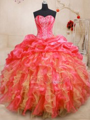 Floor Length Red Quinceanera Dresses Sweetheart Sleeveless Lace Up