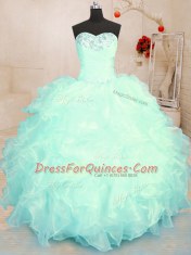 Traditional Sleeveless Beading and Ruffles Lace Up Sweet 16 Quinceanera Dress