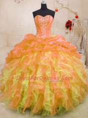 Custom Design Multi-color Sweetheart Lace Up Beading and Ruffles Sweet 16 Quinceanera Dress Sleeveless