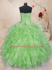 Lace Up Vestidos de Quinceanera Beading and Ruffles Sleeveless Floor Length