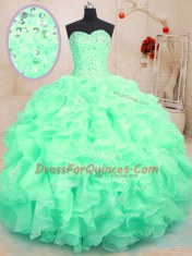 Sleeveless Beading and Ruffles Lace Up Quinceanera Dress