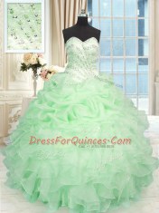 Sweetheart Sleeveless Organza Quinceanera Gowns Beading and Ruffles Lace Up