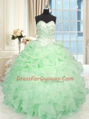 Sweetheart Sleeveless Organza Quinceanera Gowns Beading and Ruffles Lace Up