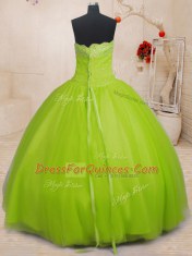 Fancy Yellow Green Sleeveless Floor Length Beading Lace Up Ball Gown Prom Dress