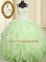 Custom Made Sleeveless Beading and Ruffles Lace Up Sweet 16 Quinceanera Dress