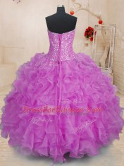 Clearance Floor Length Ball Gowns Sleeveless Fuchsia Quinceanera Gowns Lace Up
