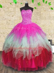 Decent Ruffled Floor Length Ball Gowns Sleeveless Multi-color Quinceanera Gown Lace Up