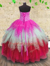 Decent Ruffled Floor Length Ball Gowns Sleeveless Multi-color Quinceanera Gown Lace Up