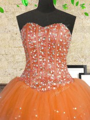 Sleeveless Tulle Floor Length Lace Up Quinceanera Dress in Multi-color with Beading and Ruffles and Sequins