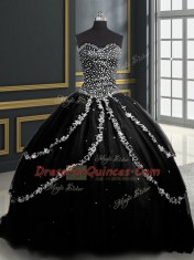 With Train Black Sweet 16 Dresses Sweetheart Sleeveless Brush Train Lace Up