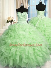 Sweetheart Neckline Beading and Ruffles Sweet 16 Quinceanera Dress Sleeveless Lace Up Sweetheart Neckline Beading and Ruffles Sweet 16 Quinceanera Dress Sleeveless Lace Up