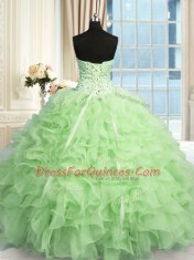 Sweetheart Neckline Beading and Ruffles Sweet 16 Quinceanera Dress Sleeveless Lace Up