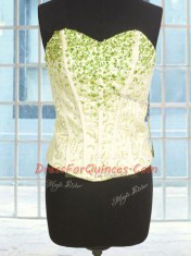 Floor Length Lace Up Sweet 16 Dresses Light Yellow for Military Ball and Sweet 16 and Quinceanera with Beading and Ruffles