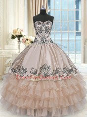 Sleeveless Beading and Embroidery and Ruffled Layers Lace Up Quinceanera Dresses
