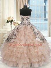 Sleeveless Beading and Embroidery and Ruffled Layers Lace Up Quinceanera Dresses