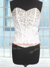 White Sweetheart Neckline Beading and Ruffles Quinceanera Dress Sleeveless Lace Up