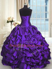 Pretty Purple Quinceanera Dresses Military Ball and Sweet 16 and Quinceanera and For with Beading and Lace and Appliques and Ruching and Pick Ups Sweetheart Sleeveless Lace Up