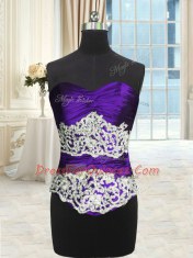 Pretty Purple Quinceanera Dresses Military Ball and Sweet 16 and Quinceanera and For with Beading and Lace and Appliques and Ruching and Pick Ups Sweetheart Sleeveless Lace Up