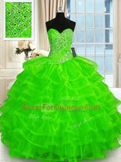 Free and Easy Sweetheart Lace Up Beading and Ruffled Layers Sweet 16 Dress Sleeveless