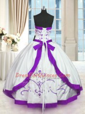 Sexy Beading and Embroidery Quince Ball Gowns White Lace Up Sleeveless Floor Length