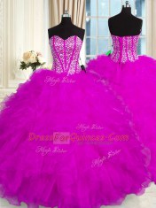 Sleeveless Lace Up Floor Length Beading and Ruffles Sweet 16 Quinceanera Dress