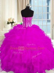 Sleeveless Lace Up Floor Length Beading and Ruffles Sweet 16 Quinceanera Dress