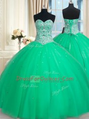 Sleeveless Beading and Sequins Lace Up Quinceanera Gown
