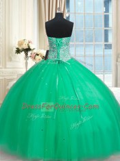 Sleeveless Beading and Sequins Lace Up Quinceanera Gown