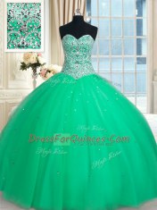 Sleeveless Beading and Sequins Lace Up Quinceanera Gown