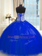 Tulle Sleeveless Floor Length Quinceanera Gowns and Beading and Sequins