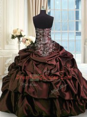 Taffeta Sleeveless Floor Length Vestidos de Quinceanera and Beading and Embroidery and Pick Ups