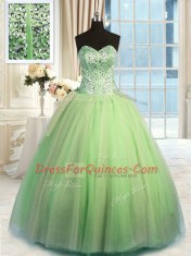 Hot Selling Floor Length Yellow Green Quinceanera Gowns Organza Sleeveless Beading and Ruching