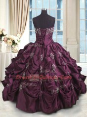 Pick Ups Ball Gowns Ball Gown Prom Dress Burgundy Strapless Taffeta Sleeveless Floor Length Lace Up