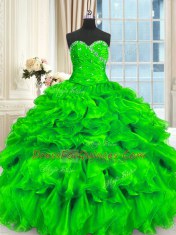 Dramatic Sweetheart Neckline Beading and Ruffles Vestidos de Quinceanera Sleeveless Lace Up
