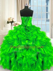 Dramatic Sweetheart Neckline Beading and Ruffles Vestidos de Quinceanera Sleeveless Lace Up