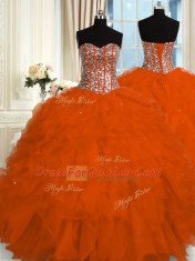 Organza Sleeveless Floor Length Sweet 16 Dress and Beading and Ruffles
